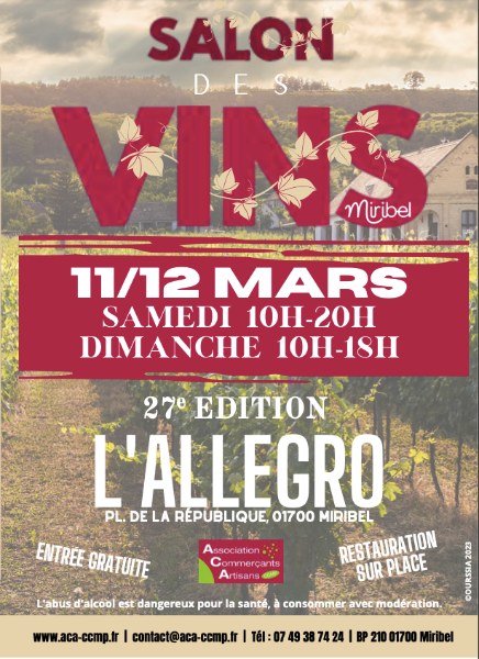 Participation au Salon des Vins de Miribel le 11 et 12 Mars 2023